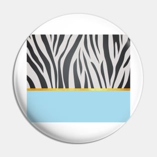 Black and white zebra print on blue, golden lining Pin
