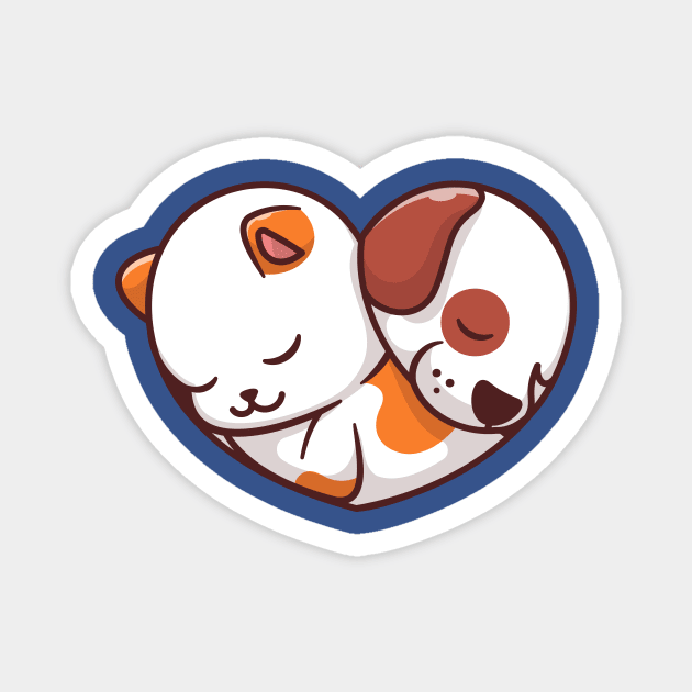 Cute Cat Love Cartoon Vector Icon Illustration - Love - Sticker