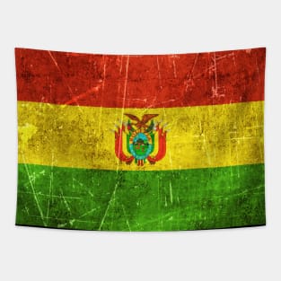 Vintage Aged and Scratched Bolivian Flag Tapestry