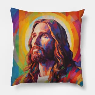 Rainbow Color Jesus Pillow