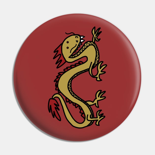 Red and Gold Dragon Pin by ellenhenryart