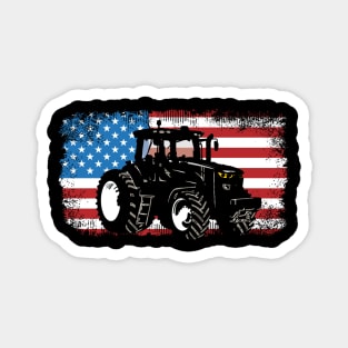Farm Tractor Patriotic USA Flag Farmer Men Women Magnet