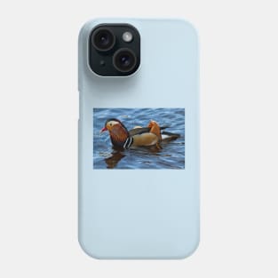 Mandarin Duck reflected in clear blue water Phone Case