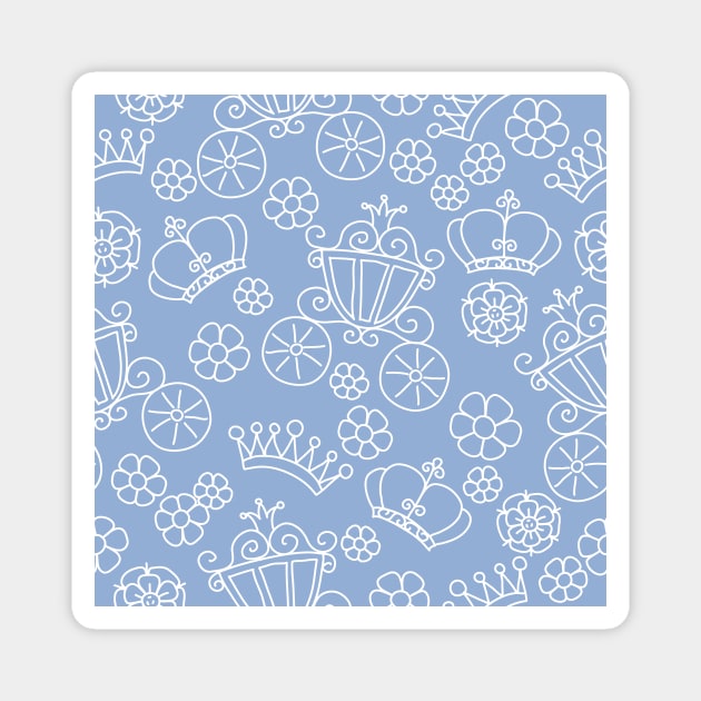 blue pattern of little princess doodles Magnet by kavalenkava