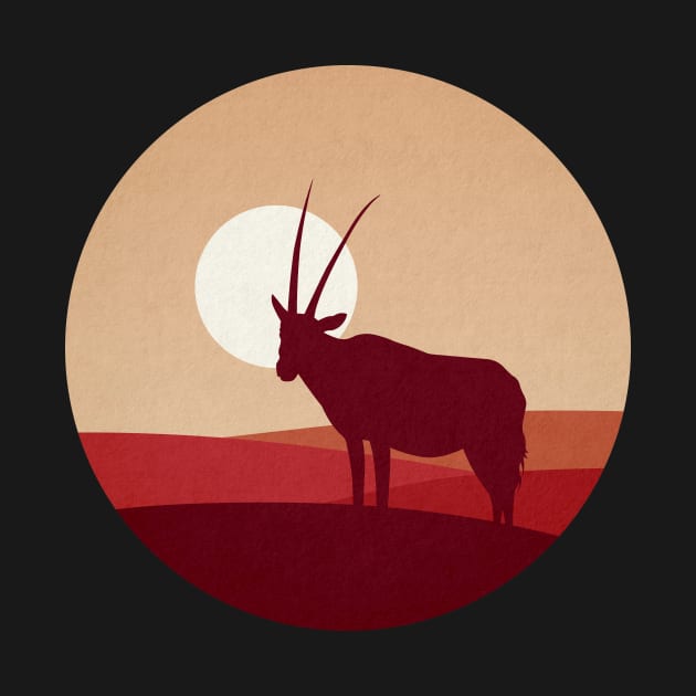 Springbok Flat Landscape Animal Silhouette by astralprints