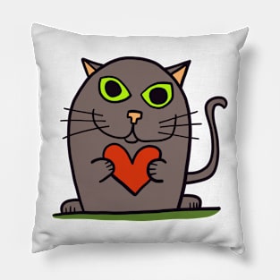 cat with heart Pillow