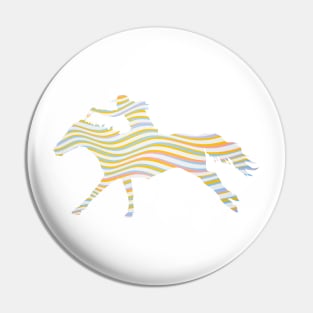 Rodeo Girl Barrel Racing on Galloping Horse with Wavy Background Pin