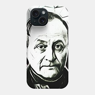 Auguste Comte Black and White Portrait | Auguste Comte Artwork 3 Phone Case