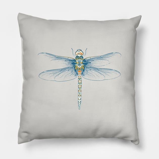 Dragonfly Graphic Pastel Colors Pillow by KalebLechowsk