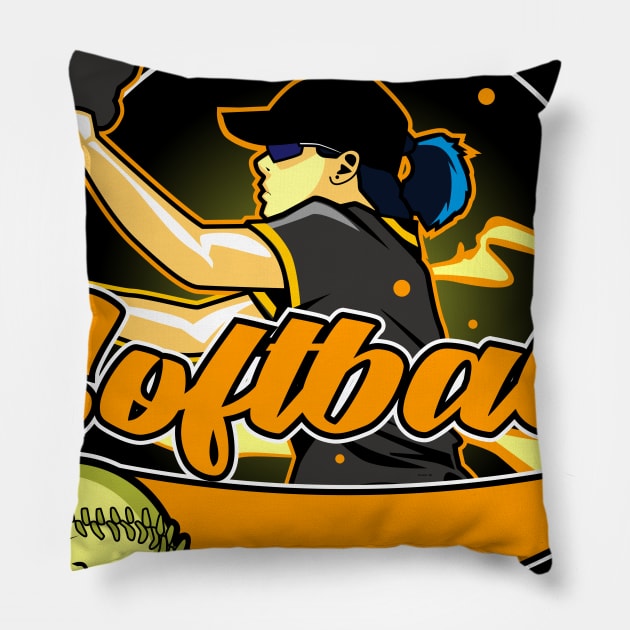 Girls Fastpitch Softball Pillow by Spikeani