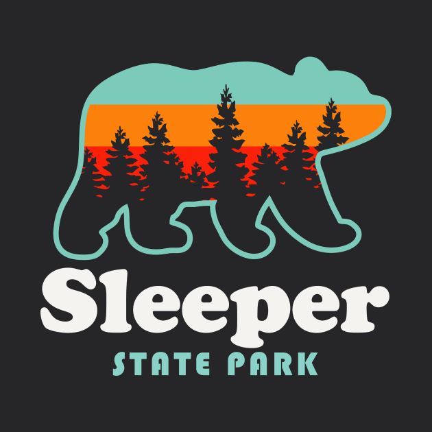 Sleeper State Park Michigan Retro Vintage Bear by PodDesignShop