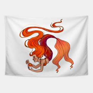 Orange Mermaid Tapestry