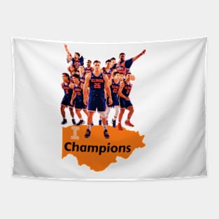 Illinois Fighting Illini Big Ten Champs 2024 Mens Basketball Tapestry