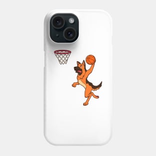 Cartoon shepherd dog playing basketball Phone Case