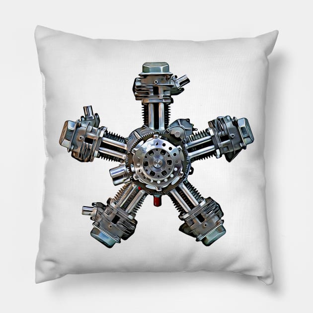 Radial Engine Cartoon Pillow by Auto-Prints
