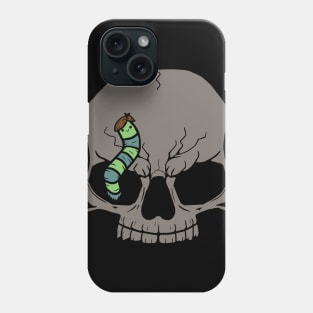 Skull With Cute Smiling Caterpillar With Funny Hair Phone Case