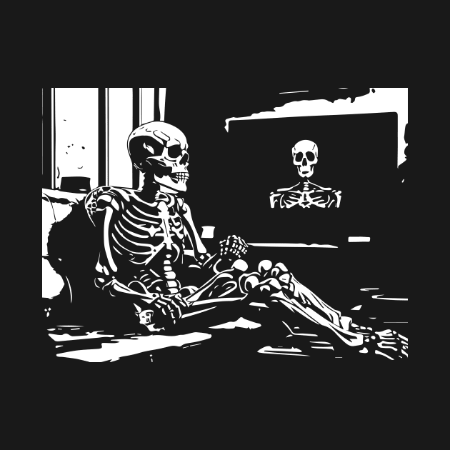 skeleton watching tv by lkn