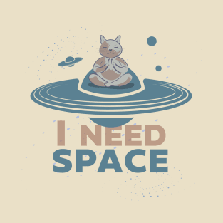 Meditating Cat Need Space Retro T-Shirt