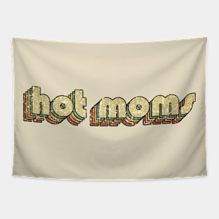 Hot Moms // Vintage Rainbow Typography Style // 70s Tapestry