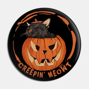 Funny Spooky Pumpkin Cat Pin