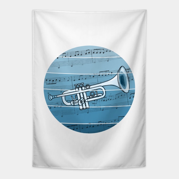 Jazz Trumpet Music Notation Trumpeter Brass Musician Tapestry by doodlerob