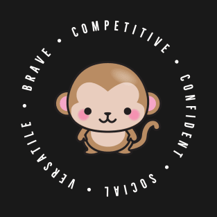 cute chinese zodiac | year of the monkey | personality traits | brave, competitive, confident, social, versatile T-Shirt