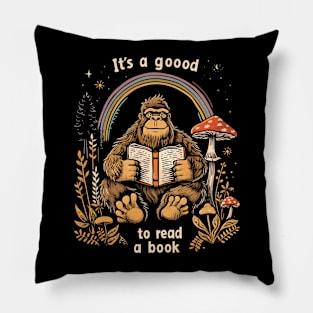 Funny Bigfoot and Mushroom Reading is Good Pillow
