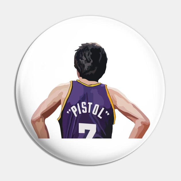 Pistol Pete Maravich of the Utah Jazz Pin by ActualFactual