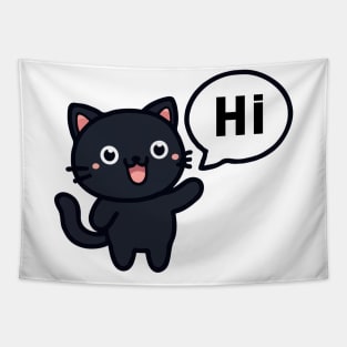 Cute Black Cat Says Hi Tapestry