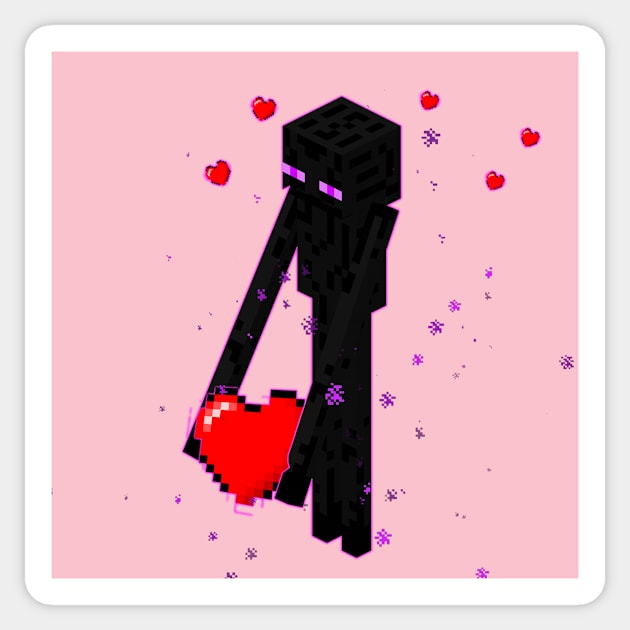 minecraft enderman stole my heart. - Minecraft Meme - Sticker