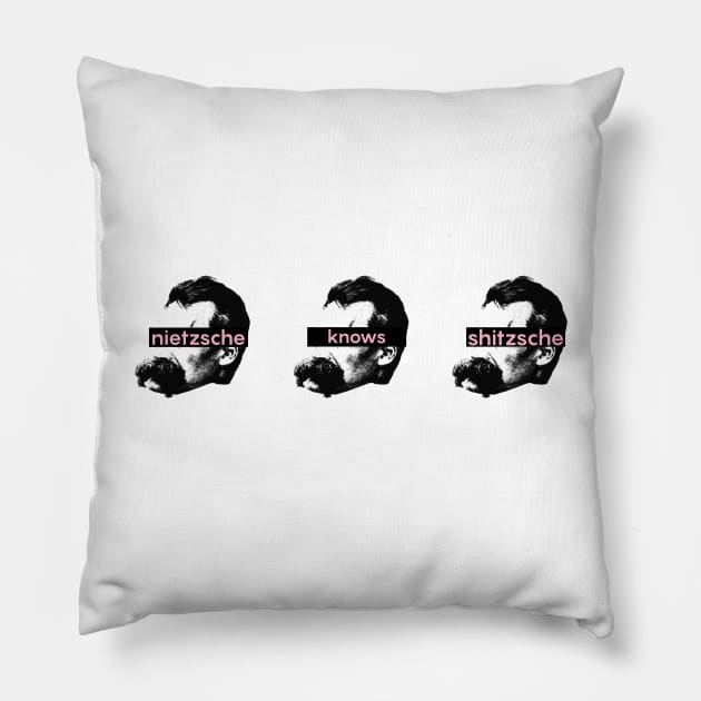 Nietzsche knows shitzsche Pillow by undergroundnotes