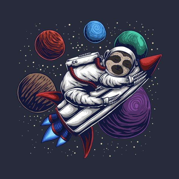 Sloth-stronaut | Funny Sloth Astronaut with Rocket and Planets by SLAG_Creative