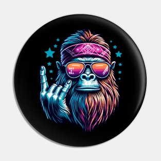 Bigfoot Sasquatch Loves Rock And Roll Pin