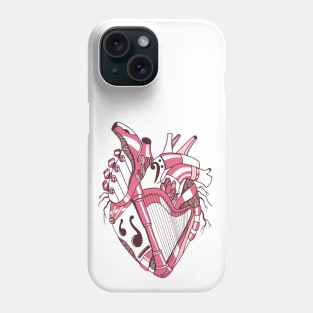 Pink and White No 2 Musical Heart Phone Case