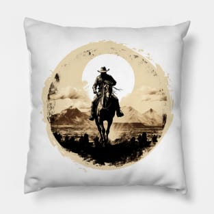 Riding the Moonlit Range: Cowboy Silhouette Pillow