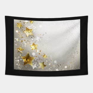 Gray Background with Gold Stars Tapestry