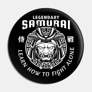 Samurai Oni Mask Illustration Pin