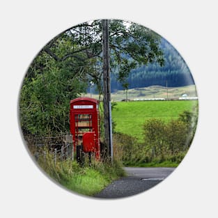 Red Phone Box Library by a remote Scottish road Pin