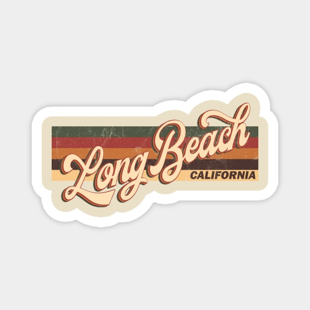 Long Beach California Retro Vintage 70s 80s Magnet by Happy as I travel