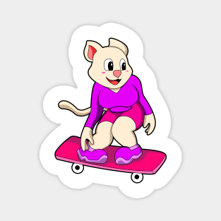 Cat as Skater with Skateboard Magnet