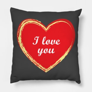 i love you, textured heart outline design Pillow