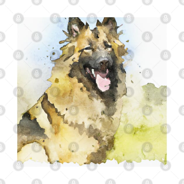 Belgian Tervuren Watercolor - Dog Lover Gifts by Edd Paint Something