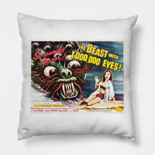 The Beast With 1,000,000 Eyes! Retro Horror Terror Vintage Movie Pillow