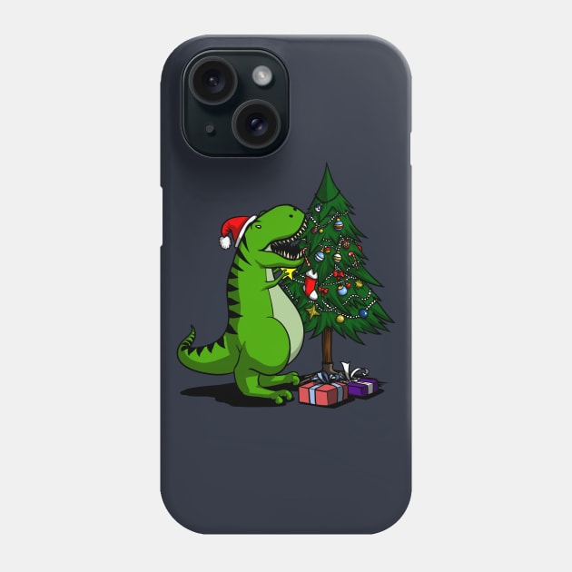 T-Rex Hates Christmas Tree Star Funny Dinosaur Phone Case by underheaven
