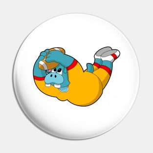 Hippo at Football Sports Pin