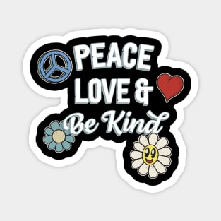 Peace Love And Kindness Hippie Retro Magnet