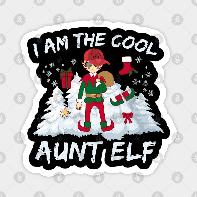 i am the cool aunt elf family matching christmas Magnet by DesignerMAN