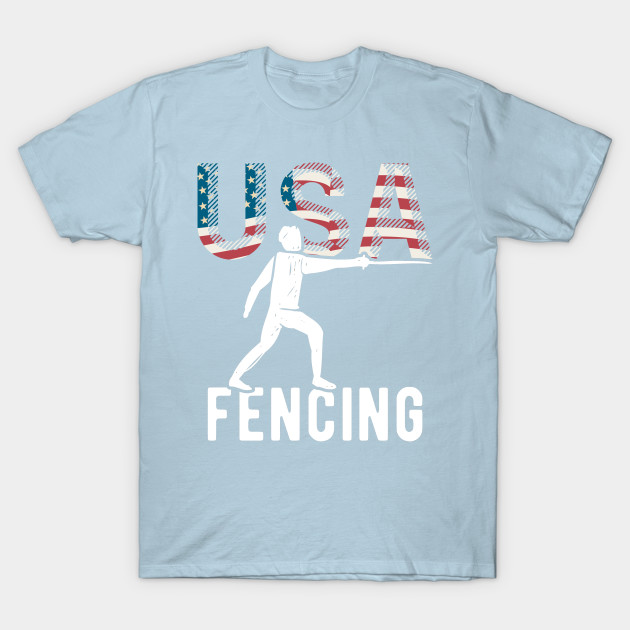 Discover Fencing USA Team American Flag Sport Support Athlete Tokyo Fencer Team Epee Saber USA - Olympics Tokyo - T-Shirt