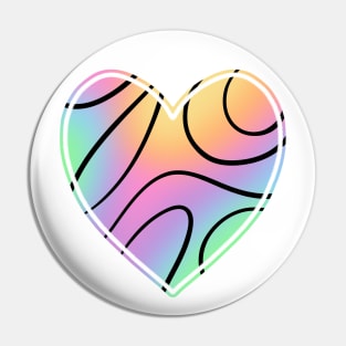 Swirly Rainbow Heart Pin