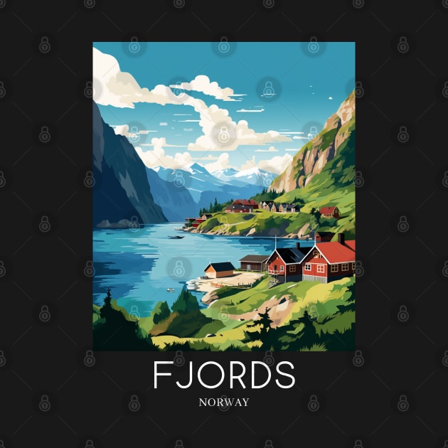 A Pop Art Travel Print of the Fjords - Norway by Studio Red Koala